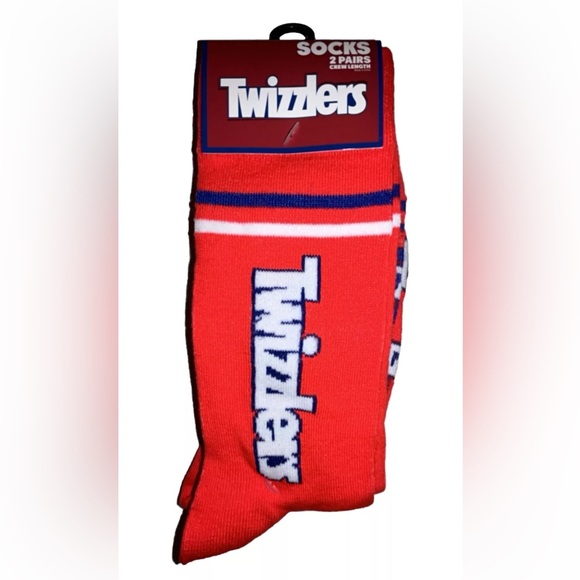 Twizzlers Odd Sox Crew Socks 2 Pair Men 8-12 W 9-13 Red Blue w Logo Chewy Candy - Picture 1 of 9